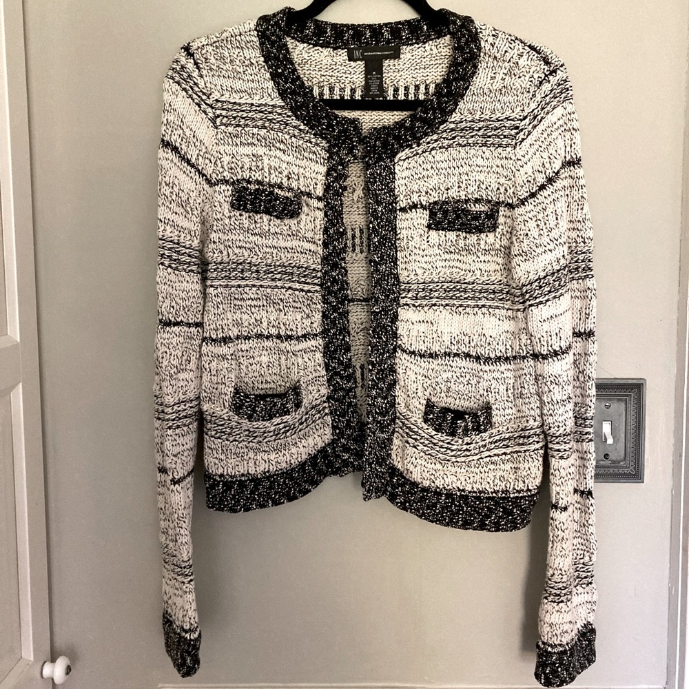 I N C-International Concepts White & Black Sweater
